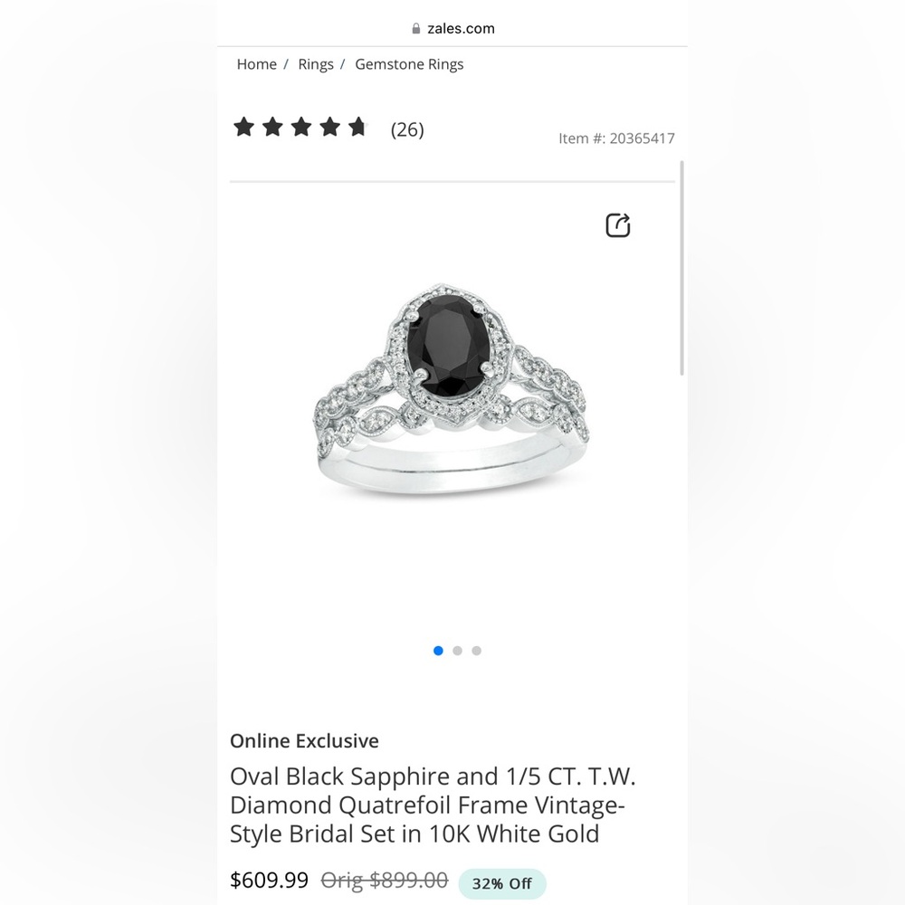 ZALES black sapphire wedding set